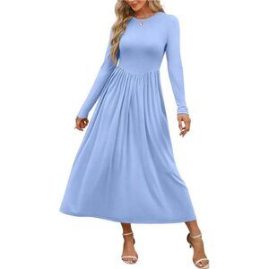 Women's Long Sleeve Elegant Modest Drop Waist Maxi Dress 2025 Fall